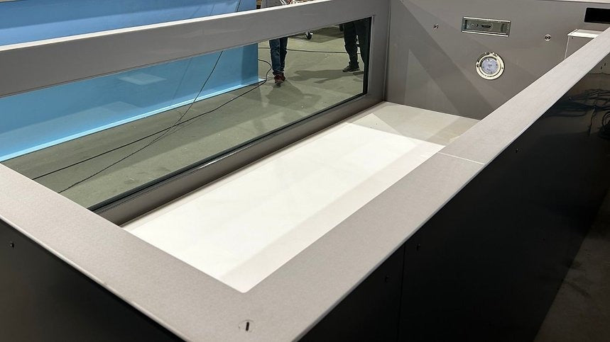 Piscina de polipropileno de 6,5 mx 2,5 m con ventana de 4 m